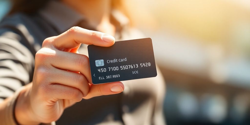 Person hält eine Kreditkarte in der Hand.